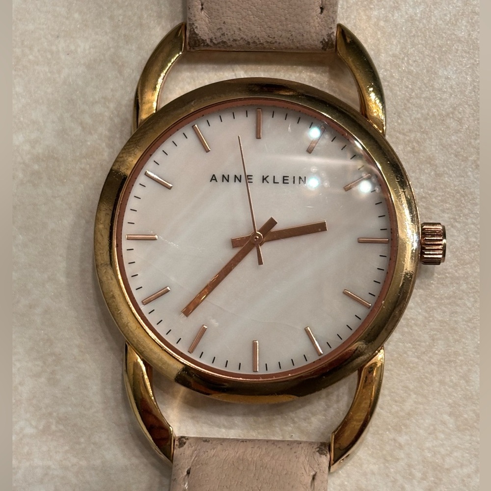 Anne Klein Gold and Blush Leather Watch